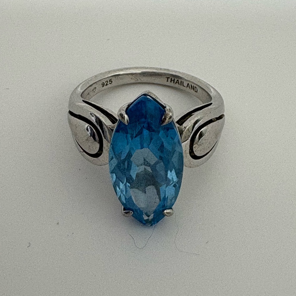 Elegant Blue Topaz Silver Ring